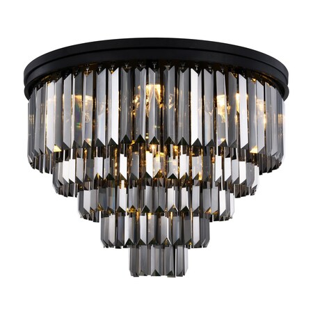 Elegant Lighting Sydney 17 light Matte Black Flush Mount Silver Shade (Grey) Royal Cut 1231F32MB-SS/RC